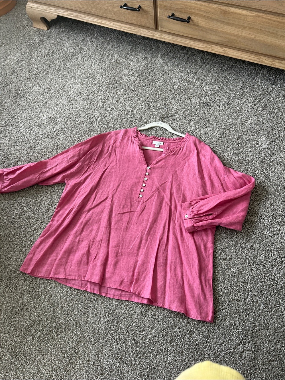 J. Jill Pink V-Neck Button-Front Linen Tunic